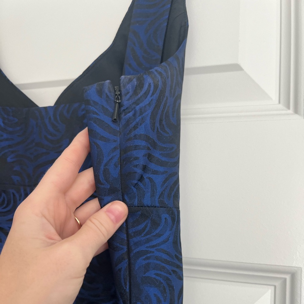 Blue V-Neck Cocktail Dress - Picture 6 of 14